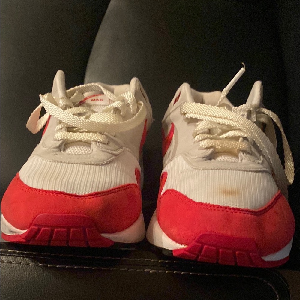 Nike AIR MAX!!! Red and White Sneakers Classic Design BX1 - Picture 8 of 13